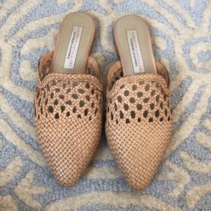 Basket weave mule slides